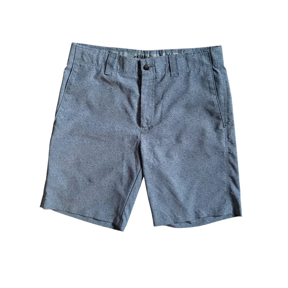 Callaway Mens Gray Micro Pattern Golf Shorts Size 32 Stretch Flat Front Preppy